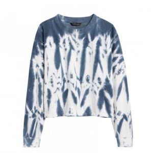Banana Republic Womens Blue Tye-Dye Cropped Pullover Sweatshirt NWT